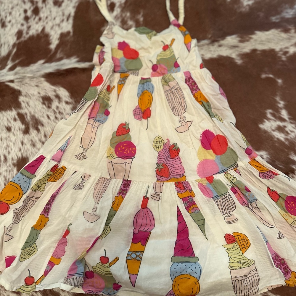 Mini Boden Ice Cream Print Dress - Pink and Orange Size 3-4